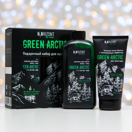 Gift set H2orizont Green Arctic: 2 in 1 shampoo, 500 ml + balm after shaving, 150 ml