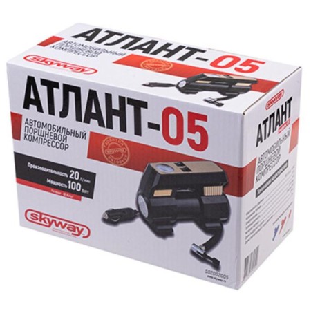 Car compressor, plastic, 20 l/min, SkyWay, Atlant-05, 7Atm with a lantern, S02002005-3