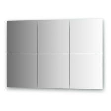 Mirror tiles with fake 10 mm, - set 6 pcs square 30 x 30 cm, silver EvoForm