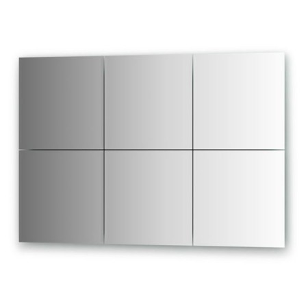 Mirror tiles with fake 10 mm, - set 6 pcs square 30 x 30 cm, silver EvoForm