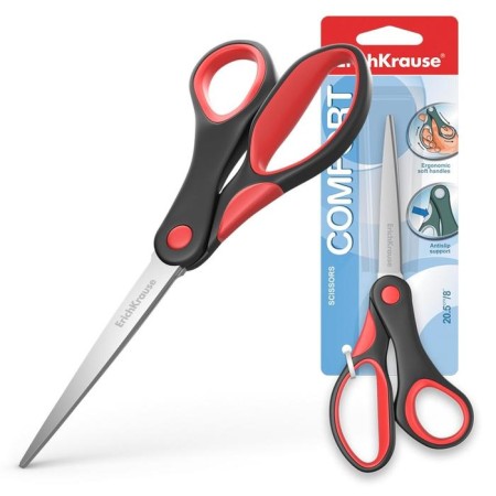 Scissors Erichkrause Comfort, 20.5 cm, handles with anti -slip rubber inserts, mix-3
