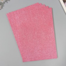 A set of glitter foamiran (5 sheets) 2 mm, 20x30 cm, pink