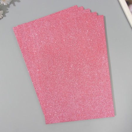 A set of glitter foamiran (5 sheets) 2 mm, 20x30 cm, pink