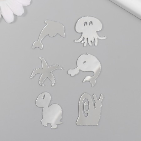 Decor for creativity plastic mirror "underwater world" set 6 pcs