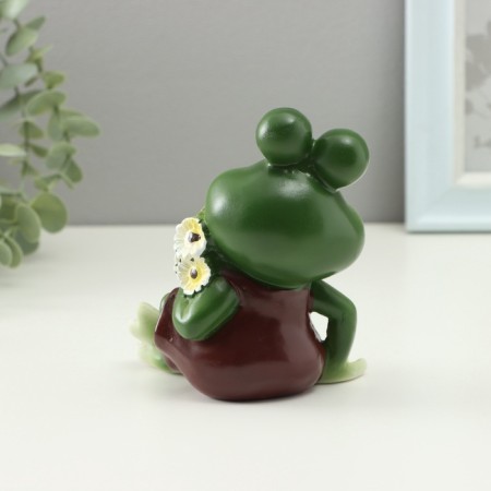 Figure "Frog with chamomile" 7x9.5x11.5cm-3