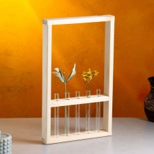 Kashpo wooden 25x40x4.5 cm with 5 flasks 