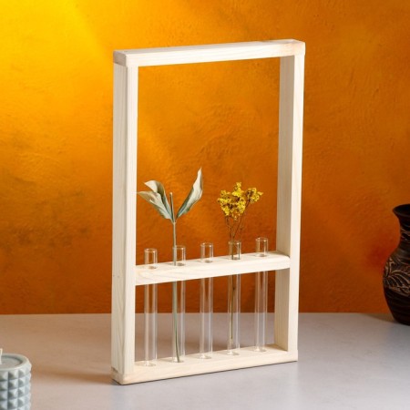 Kashpo wooden 25x40x4.5 cm with 5 flasks "Extra Frame", natural give beautifully