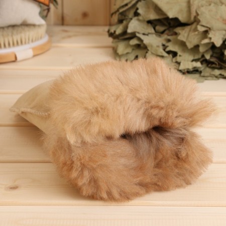 Mitten Bath of Sheepskin, beige-2