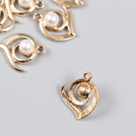 Decor for creativity metal, plastic "curl with a bead" 1.7x1.8 cm-1