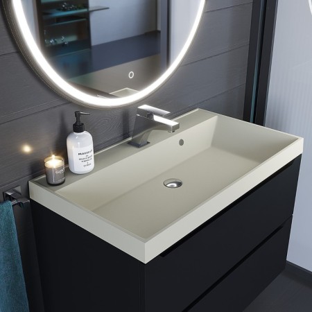 Sink uperwood Classic quartz 80 cm, quartz, beige matte, linen-1