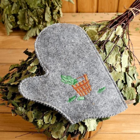 Mitten for the bath "with a light steam" gray