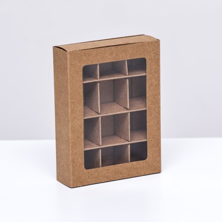 Box for sweets 12 pieces, 11.5 x 8.7 x 2.5 thin separators, craft