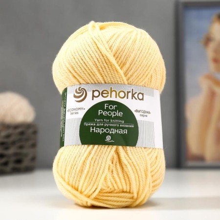 Yarn "Narodnaya" 30% wool, 70% acrylic volumetric 220m/100g (279-shampan)-2