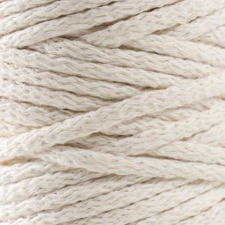 Knitting cord "Puff" 100% cotton width 5mm 100m (milk)-2