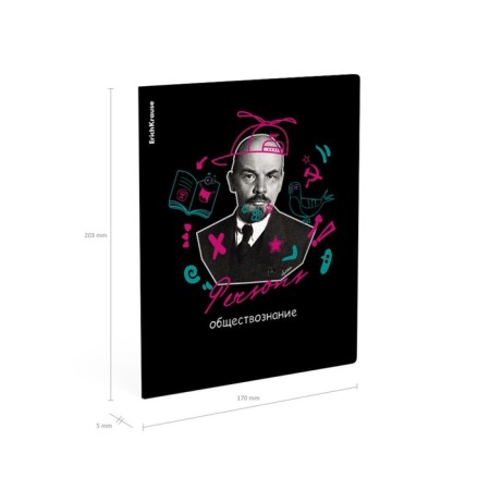 Subject notebook, 48 sheets, cage, social studies Erichkrause "Persons", plastic cover silk-screen covers, Offset Beliac block 100%, information block-6