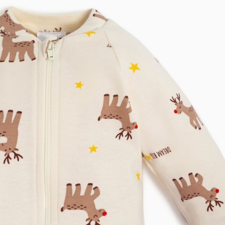 Combineson crumb I "Merry XMAS", height 68-74 cm, beige color-5