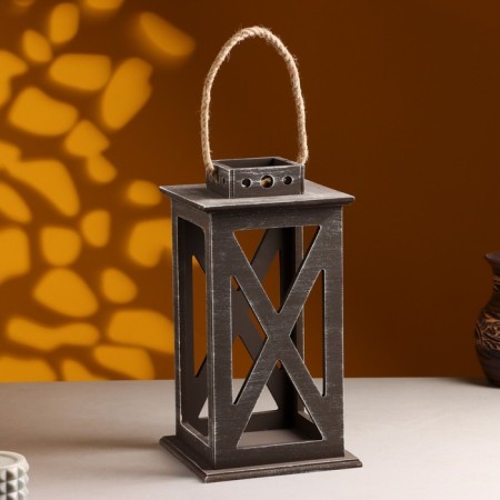 Kashpo wooden "Lantern. Provence" 17x17x31 cm brown