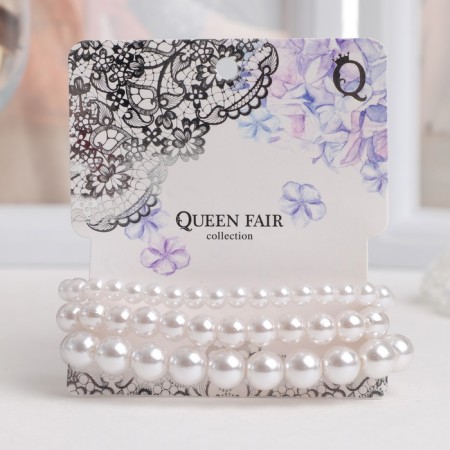 Bracelet 3 rows "Pearl" ball No. 4,5,6, white color, d = 7 cm-1