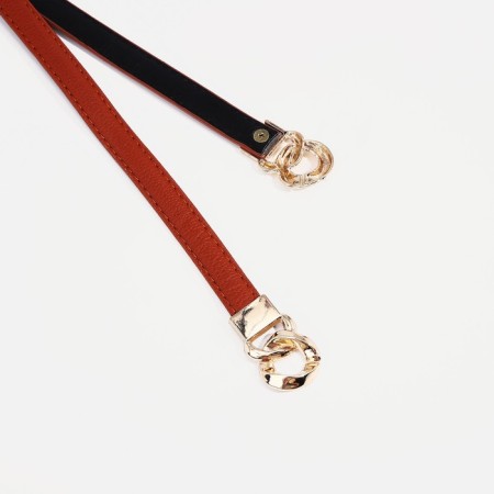 Women's belt, width 1 cm, metal buckle, redhead-1