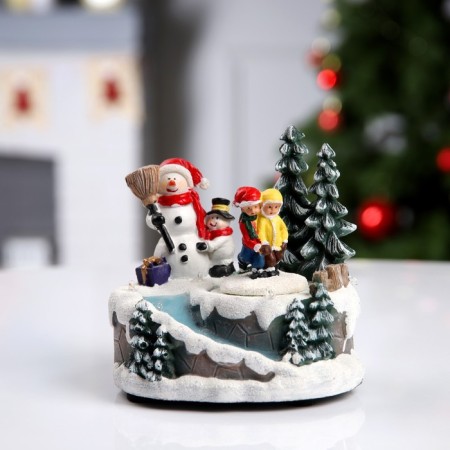 LED figure "Funny snowmen" 20 × 20 × 16 cm, polystone, AAX3 batteries (not in the kit), USB, glow of multi-1