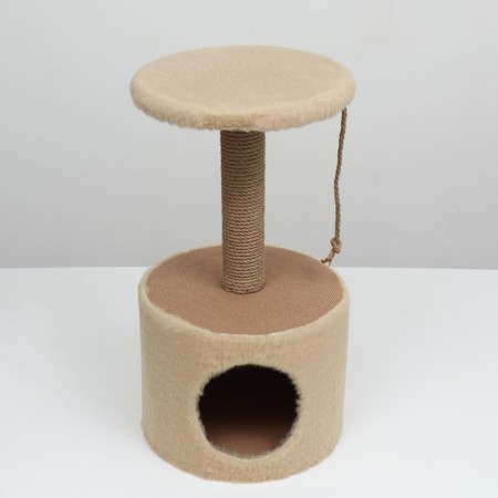 House for cats with a claw of a round, jute, 35 x 35 x 64 cm, beige-5