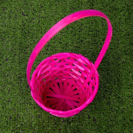 Wicker basket, bamboo, pink-2