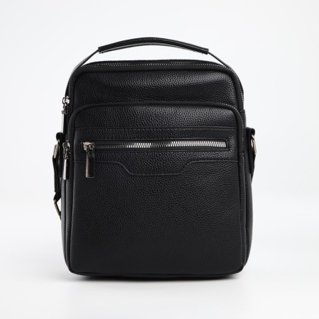 Male bag over the shoulder, Textura, 3 external pockets, black color-2