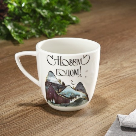 Ceramic mug "Mountains", 350 ml, white color-1