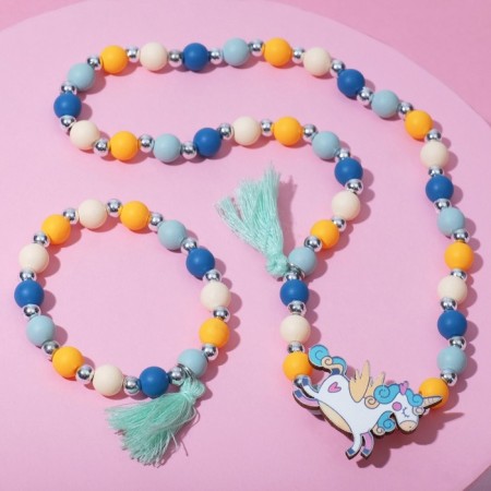 Set of children's “chosen” 2 subjects: beads, bracelet, unicorn, with brushes, colored-3