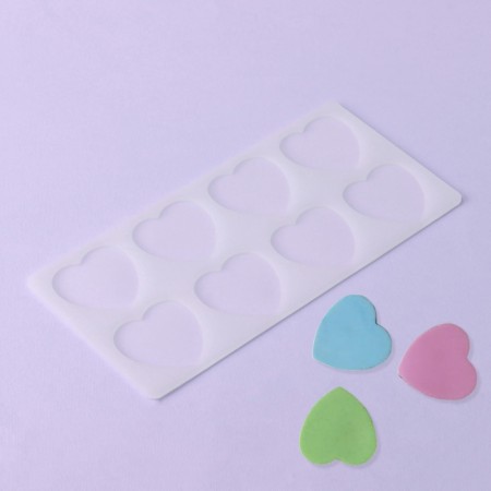 Chocolate form "hearts", silicone, 8 cells, 23.5 × 11.5 × 0.3 cm, the color is transparent