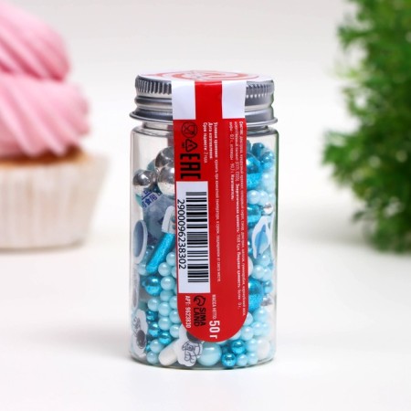 Sprinking confectionery "Cosmos", white and white, 50 g-2
