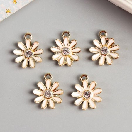 Decor for creativity metal, enamel, rhinestones "Chamomile" 2.2x1.8 cm-2