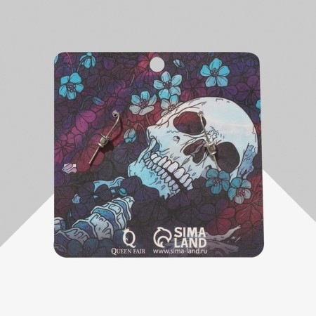 Skull earrings shiny, silver color-4