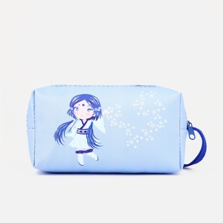 Cosmetic bag with a handle, a blue color-1