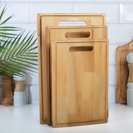 A set of cutting boards from birch without a stand, 3 pcs, 18x26, 20x30 and 23x34 cm