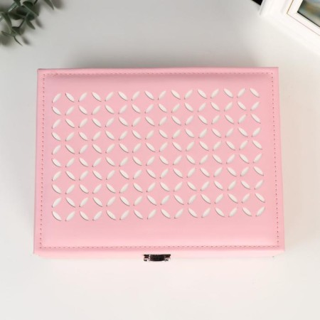Casket to the leatherette for jewelry "Crosses" Pink 7x24x17.5cm-4