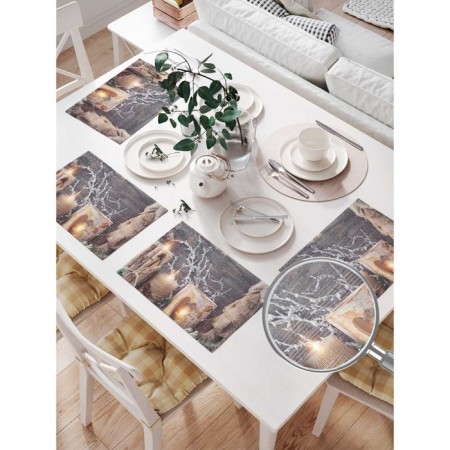 Set of napkins for setting the table "New Year's candles", rectangular, size 32x46 cm, 4 pcs-1