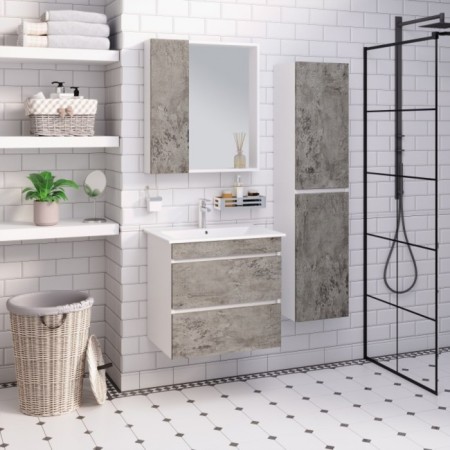 Cabinet-mirror "Manhattan 65" gray concrete, universal-2