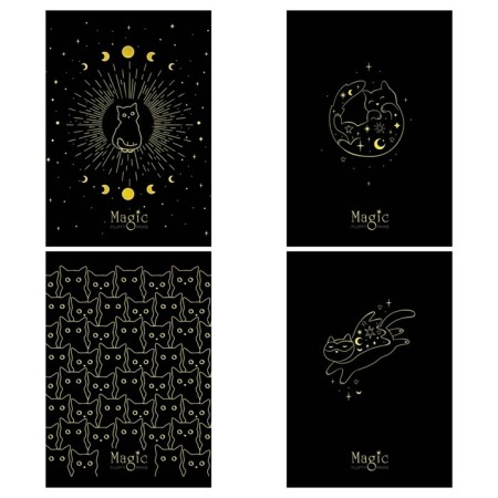 A notebook of 80 sheets in a cage on the crest of Meshu "Black Cat", a double cover, matte lamination, foil embossing