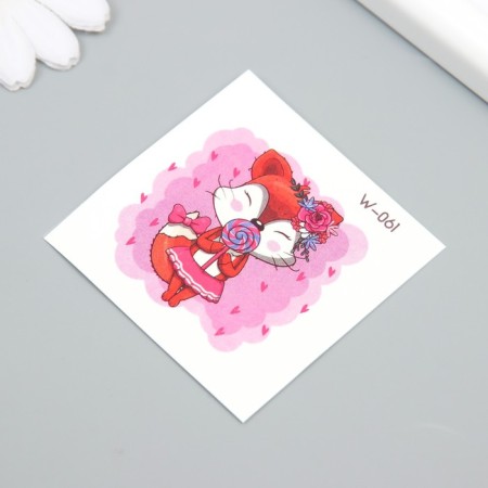 Tattoo on the body color "Fox with a candy" 6x6 cm-1