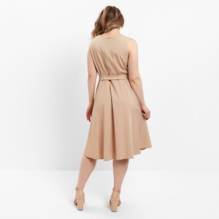 Women's dress with Minaku belt: casual collection beige color, pr 48-2