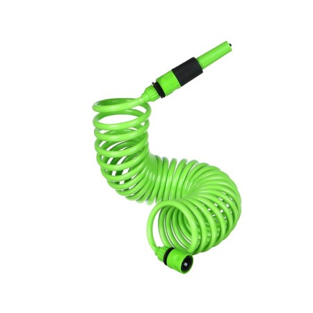 Virgin spiral, 7.5 m, fast -fast, with a watering gun and a fitting, green, Greengo-1