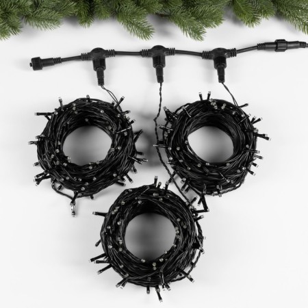 Garland "Clip-Light" 3 threads of 20 m, IP44, UMS, dark thread, 399 LED, white glow, flicker, 24 V-1