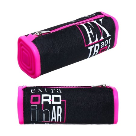 Penal soft, 1 compartment, quadro, 70 x 200 mm, Hatber "ex" Silicon+textiles, black/pink npn_72256