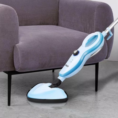 Steam mop KitFort KT-1046, 1500 W, 370 ml, cord 8 m, blue and white-3
