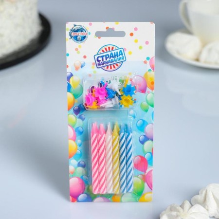 Candles in the cake "Spiral", 6.5x0.5cm, 12 pcs-5