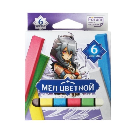 Chalk color "anime", 6 pieces, in a cardboard box with a Euro suspension