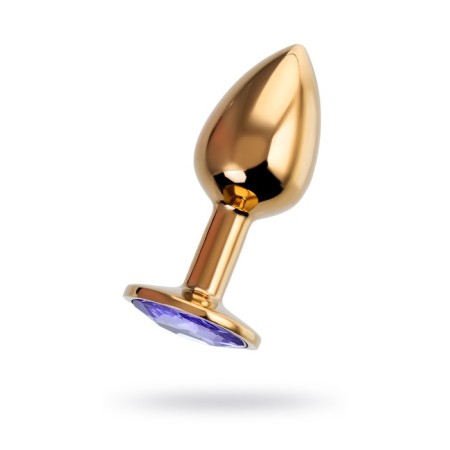 Anal traffic jam, metal, golden, with an amethyst crystal, 7 cm, d 2.8 cm, 50 g