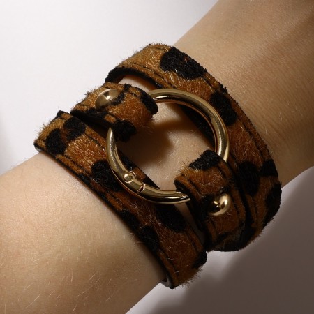 Bracelet Skin "Safari" leopard, black-brown color, 51 cm-1