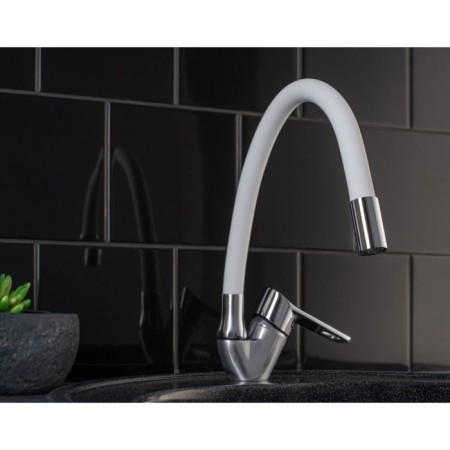 Kitchen mixer "RMS" SL137W-016F, flexible surge, single-leaf, white/chrome-1